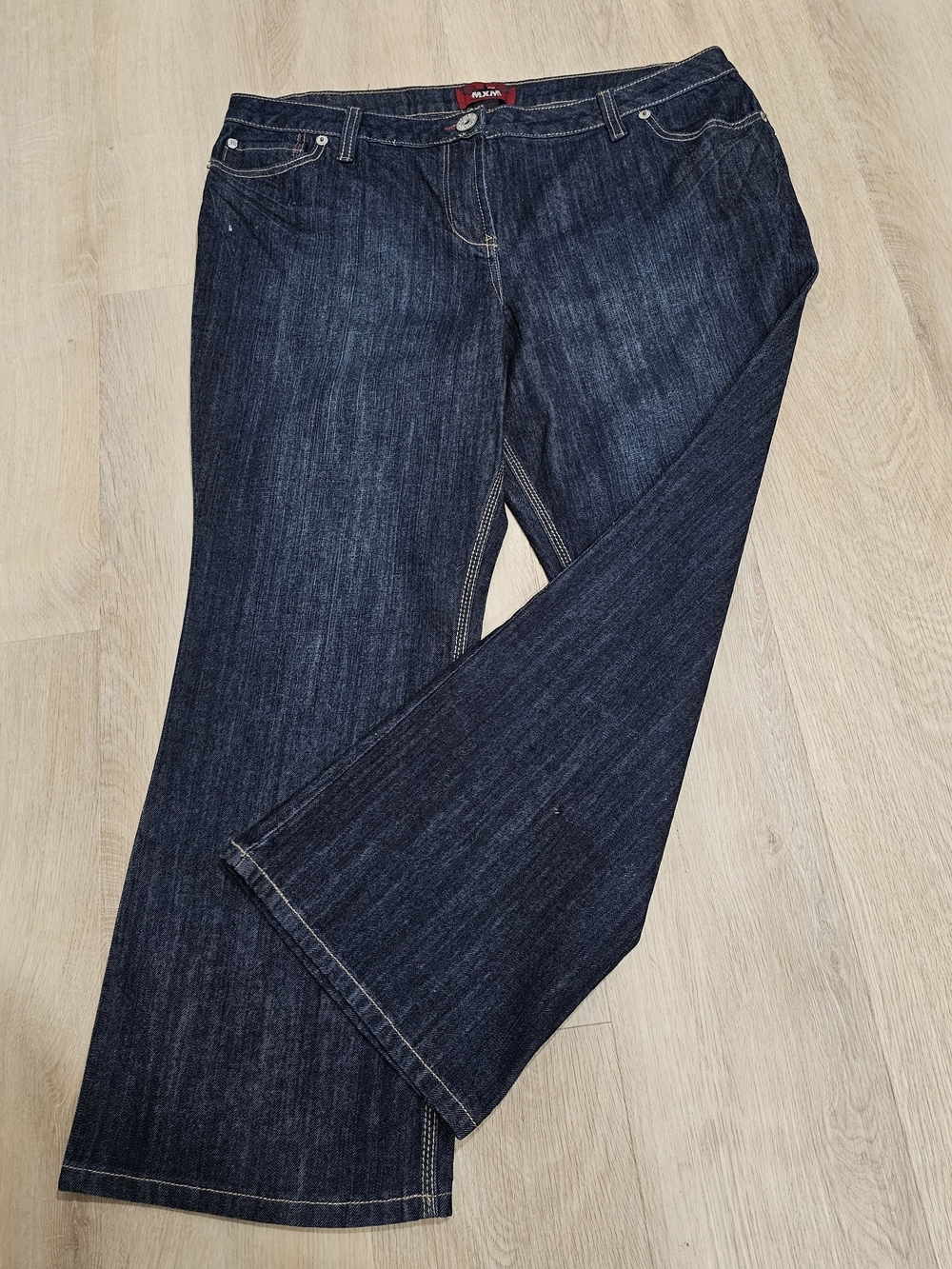MXM Dark Wash Bootcut Jeans 16P Petite Stretch Mid Rise Classic Denim